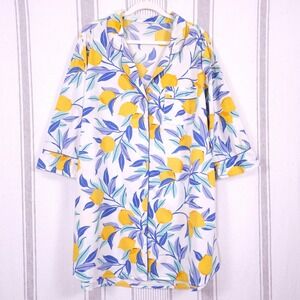 Printfresh Sleep Shirt Womens XL Lemon Zest Anthropologie Cotton Pajamas PJs